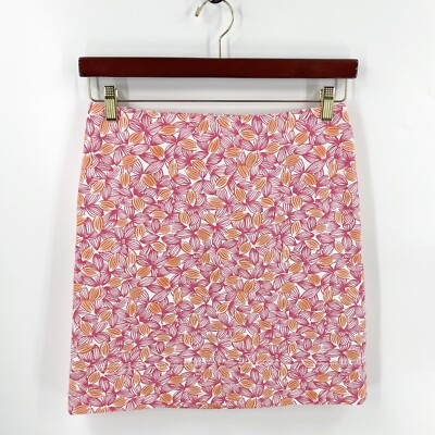 Talbots Skirt Size 6 Petite Pink Orange Printed A Line Back Zip Womens-image
