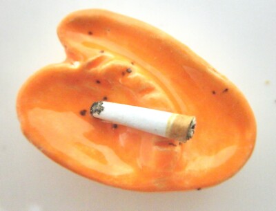 Miniature mid-century long ashtray - orange-image