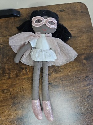 Linen Plush Superhero Cotton Doll African American Girl Power Creative Co-Op-image