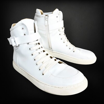 J75 Mens Size 13 Sullivan Jump White Leather Fashion Hi-Top Buckle Shoes-image