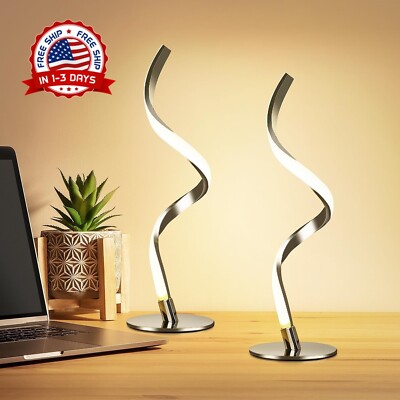 2 Lampara Modernas Para Mesa De Noche Lamps Bedroom Nightstand Metal Lamps NEW-image