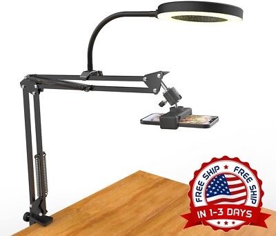Lampara De Escritorio Y Mesa Led Luz, Clip En Lámpara Luz Cálida Y Blanca, Negro-image