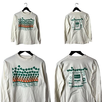 1984 Vintage 80s Tom Sullivan's St Patrick's Day T Shirt Adult Cream Small S-image