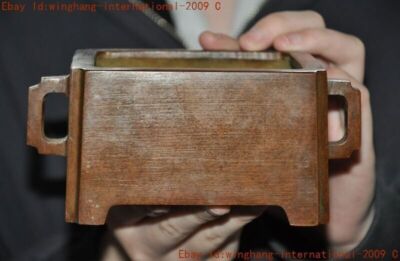 Mark China Chinese Buddhism temple bronze Joss Incense burner Censer statue-image