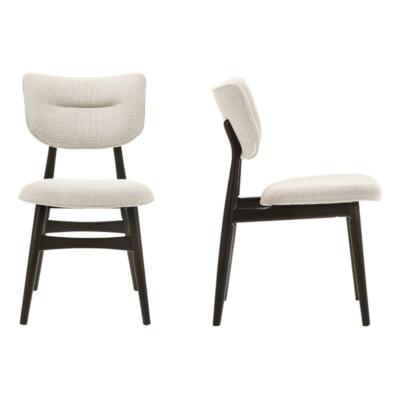 Omax Decor Joss Solid Wood Dining Chairs in Oatmeal Fabric Upholstery (Set of 2)-image