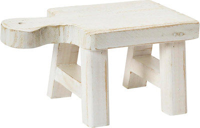 Creative Co-Op Decorative Textured Wood Pedestal, White -image