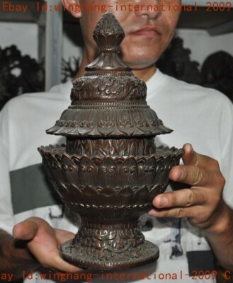 China ancient Buddhism temple bronze Joss Incense burner Censer statue-image