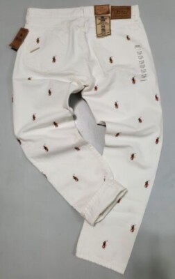 Ralph Lauren Sullivan Slim White Pony Logo Embroidered Player MENS Jeans 33X32-image