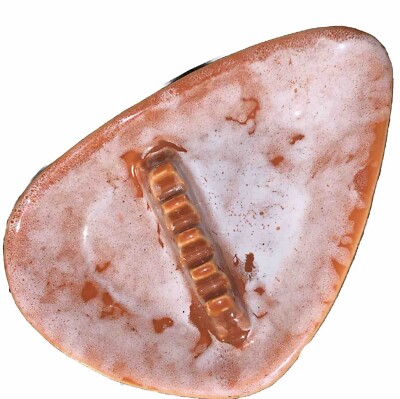 Ashtray USA Ceramic Glazed Pottery Burnt Orange Mid Century Modern Kitchy-image