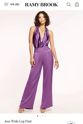 Ramy Brook Joss Wide Leg Pant Purple Lavendar, Size 0- Brand New W/tags!-image