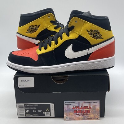 Size 8.5 - Air Jordan 1 SE Mid Amarillo Yellow Black White Suede (852542-087)-image