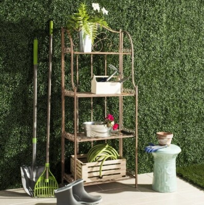 Wrought Iron Plant Flower Stand Pot Holder Rack Garden Outdoor Metal Patio Shelf-image