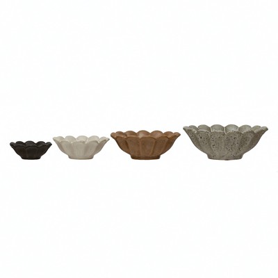 Stoneware Flower Bowls, 6