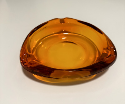 ❤️  Vintage MCM Mid-Century Modern Orange Ashtray-image