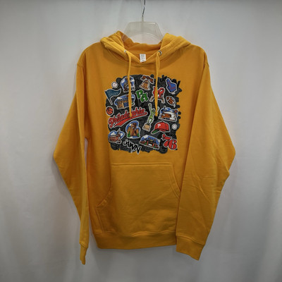 Philadelphia Orange Graphic Print Pullover Hoodie Size Small Mid Pocket-image