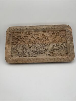 Creative Co Op 10.25L” X 5.75”W Hand Carved Mango Wood Tray-image