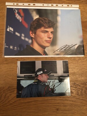 Genuine Hand Signed Formula 1 Photos Max Verstappen And Joss Verstappen -image
