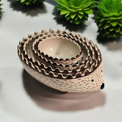 Anthropologie Creative Co-Op 4 Nesting Stackable Hedgehog Measuring Cups-image