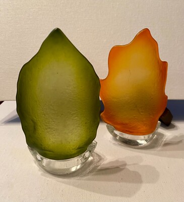 Art Glass Leaf Votive Candle Holders-image