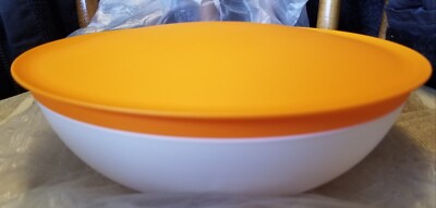 Tupperware Radiance Medium Serving Bowl -  Orange and White - New-image
