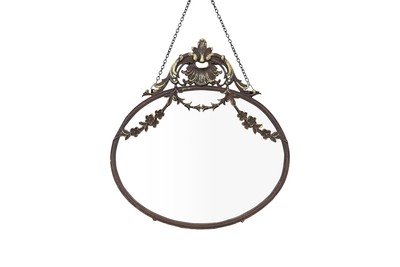 Creative Co-Op Antique Inspired Hanging Oval Mirror with Pewter Frame-image