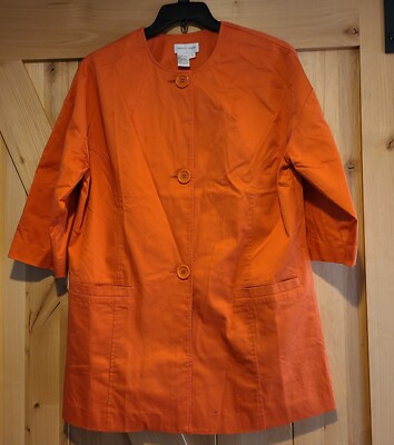 Newport News Women Size 8 Orange Lined Career Work Casual Blazer Jacket Mid Lngt-image