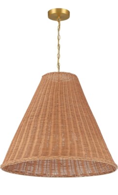 Creative Co-Op Rattan Taper Pendant Light, Natural-image