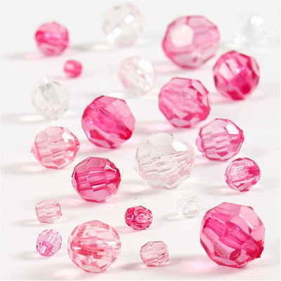 Creativ Company 618841 45-Piece Faceted Bead Mix, Pink Harmony-image