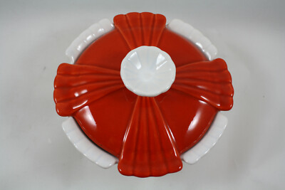 California Orange and White Mid Century Modern Lidded Bowl-image