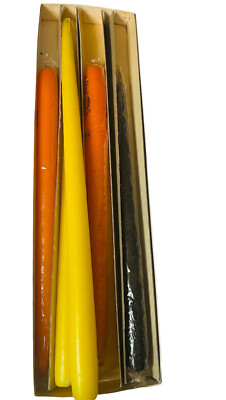 RARE BETTY BOLLING 5 TAPERED TALL CANDLES HALLOWEEN FALL MCM HAND DIPT SMOKELES-image