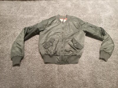 Green Women's Holiser Bomber Jacket Green Size Xs Orange Used Good Condition-image