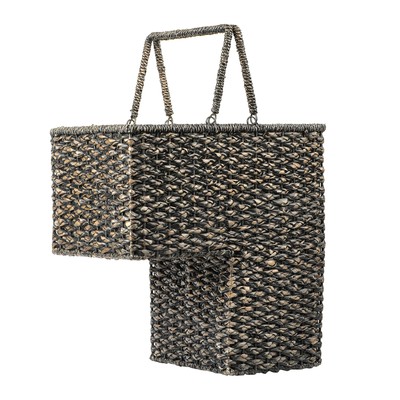 Creative Co-Op Bangkuan & Rattan Black Stair Basket with handle-image