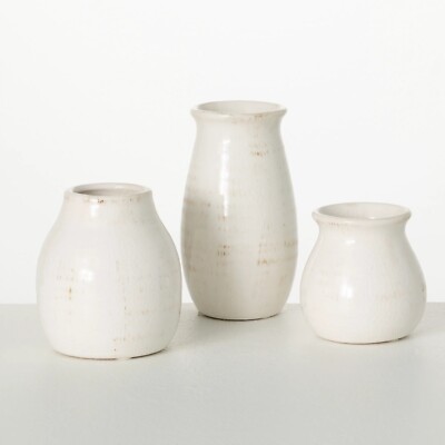 Sullivans Set of 3 Petite Ceramic Vases: Heights of 3