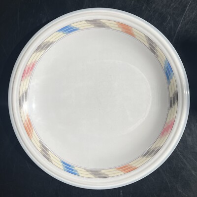 Vtg STUDIO NOVA Villager Mesa Dinner Plate 10.75” Rainbow JFO41 Blue Gray Pink-image