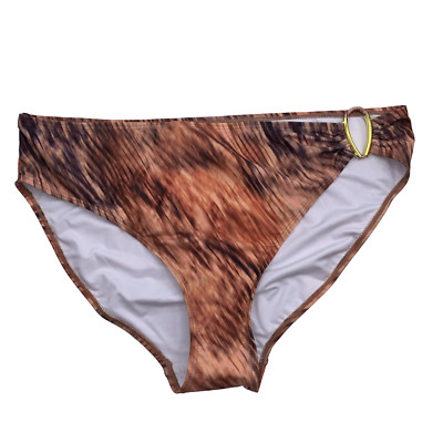 Very Gold Detail Mid Rise Bikini Bottoms, Size UK 20, Orange, RRP £20-image