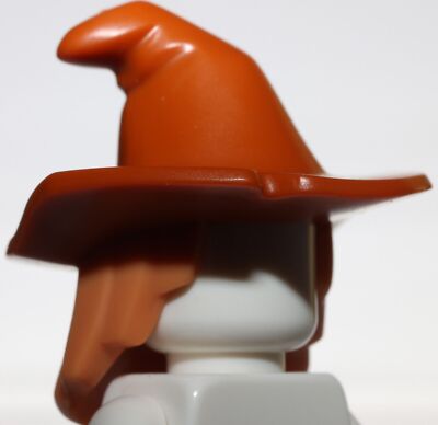 Lego Minifig Hair Combo Hair with Hat Mid Length Scraggly Molded Dark Orange Hat-image