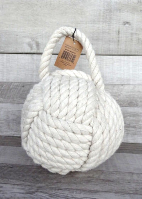 Creative Co-Op Nautical Rope Knot Cotton Door Stop DE1586 Ivory 6 1/4