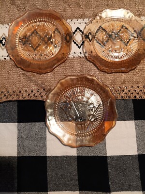 carnival glass plate Set Of 3-image
