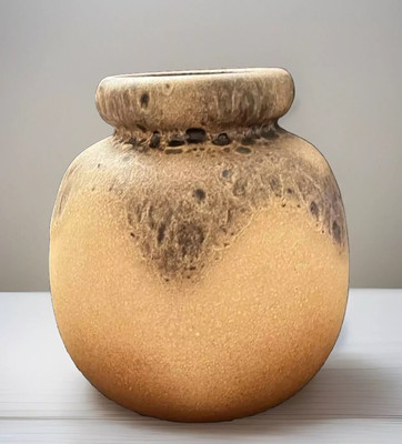 Vintage West German Scheurich Ceramic Vase Yellow Browns 8” Tall-image