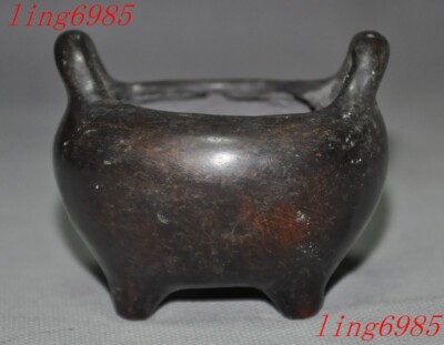 Ancient Chinese Buddhism temple bronze joss Incense burner Censer statue-image