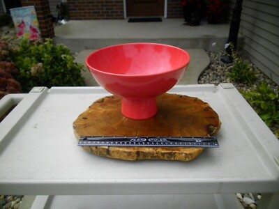 Vintage 1960s -70s MCM Mid Century Modern Portugal  Large Footed Orange Bowl-image