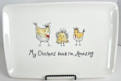 Tanya Norton “My Chickens Think I’m Amazing” Serving Plate 12” Creative Co-Op-image
