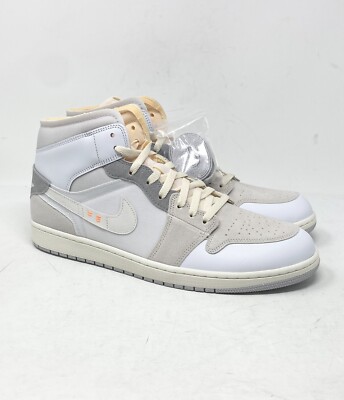 Air Jordan 1 Mid SE Craft Inside Out DM9652-100 White/Phantom Grey/Sail Size 14-image
