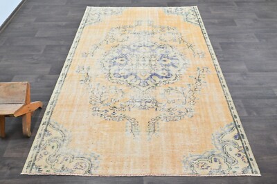 Oushak Turkish Vintage Rug 5x8 Kilim Rug Anatolian Handmade Boho Decor ORANGE-image