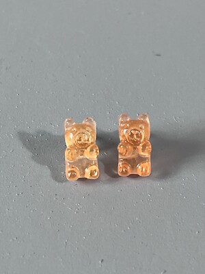 Studded Gummy Bear Earrings Orange Retro Mid Century Modern Boho Pierced 0.5