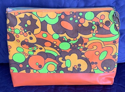VINTAGE  MOD  HANDBAG  BAG  MID CENTURY MODERN  ORANGE  NO TAGS  PSYCHEDELIC-image