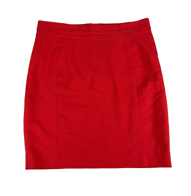 H&M Skirt Blood Orange Size 16 Pencil Lined Back Slit Stretch Business Women's-image