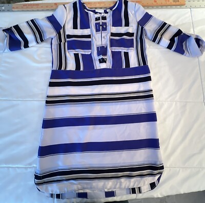 New York & Co  Blue Stripes 3/4 Sleeve Light Weight Size XS-image