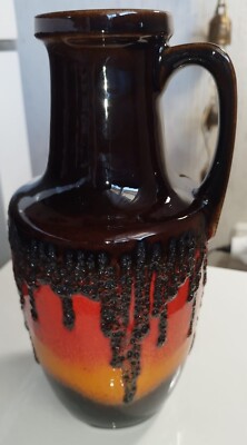West German Fat Lava Jug Vase 404-26 Scheurich Red Orange Brown 26cm-image