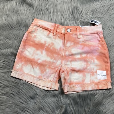 Old Navy Girls Orange Tie Dye Cuffed Shorts Size 14 Mid Length-image